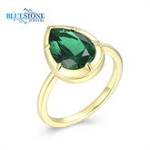 Gold & Silver Ring with Lab Emerald- Size 6